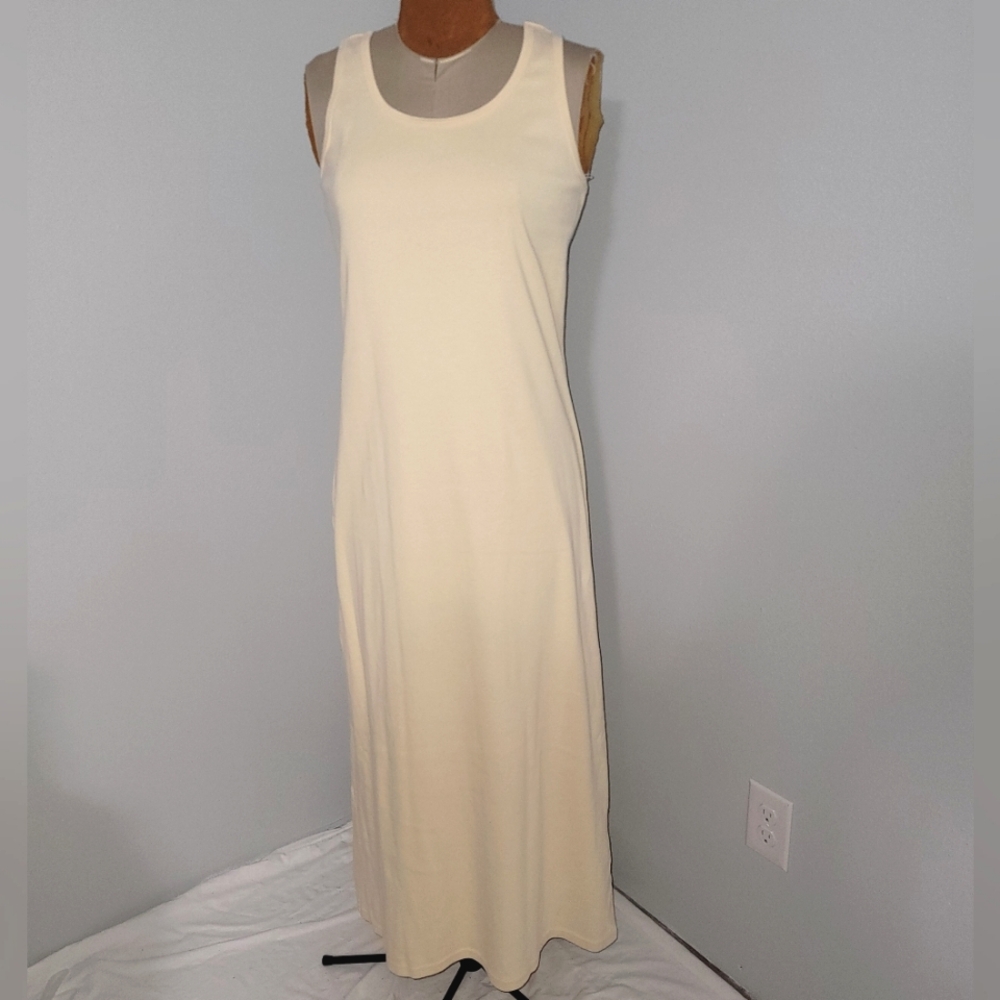 Eddie Bauer yellow cotton knit  dress Sz M Tall